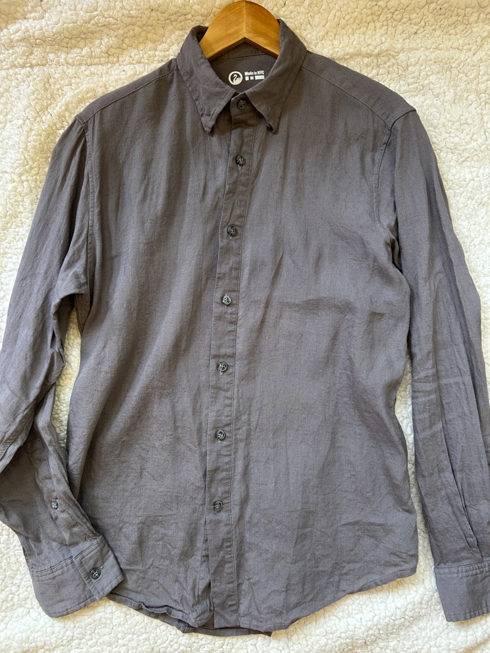 Outlier Prototype Abreezylinen Men's Long-Sleeve Button-Up Shirt in Gray M